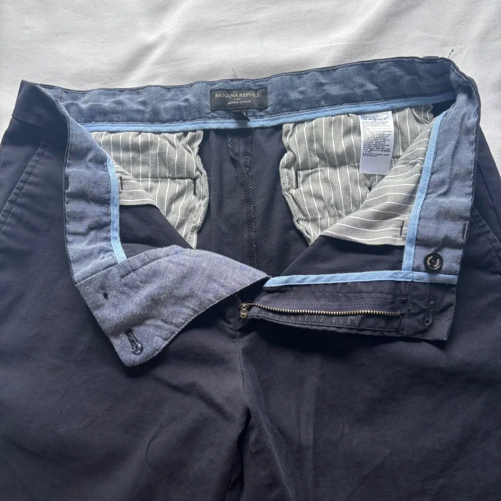 Banana Republic Aiden Slim Fit Chino Pants Mens 34x34 Blue Flat Front Trousers